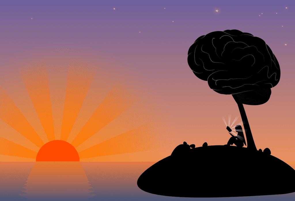 silhouette of a women reading short fictional work during sunset