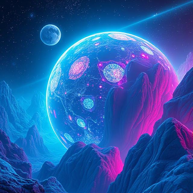 cool planet with neon lighting